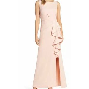 Eliza J dress ruffle  detail gown blush pink